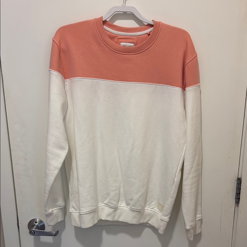 Colorblock Crewneck Sweater - Coral and White